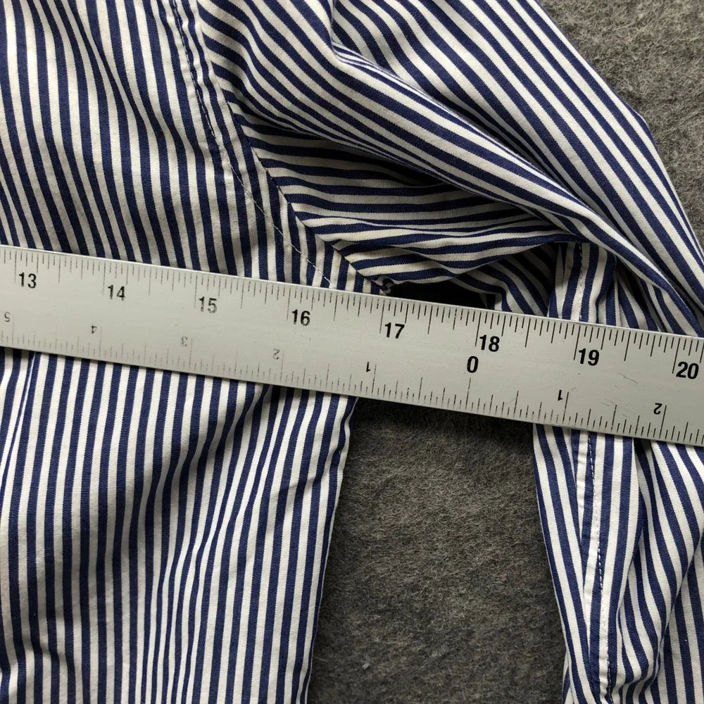 Ralph Lauren Custom Fit Striped Shirt‎ Boys 12 Navy White Long Sleeve Pink Pony
